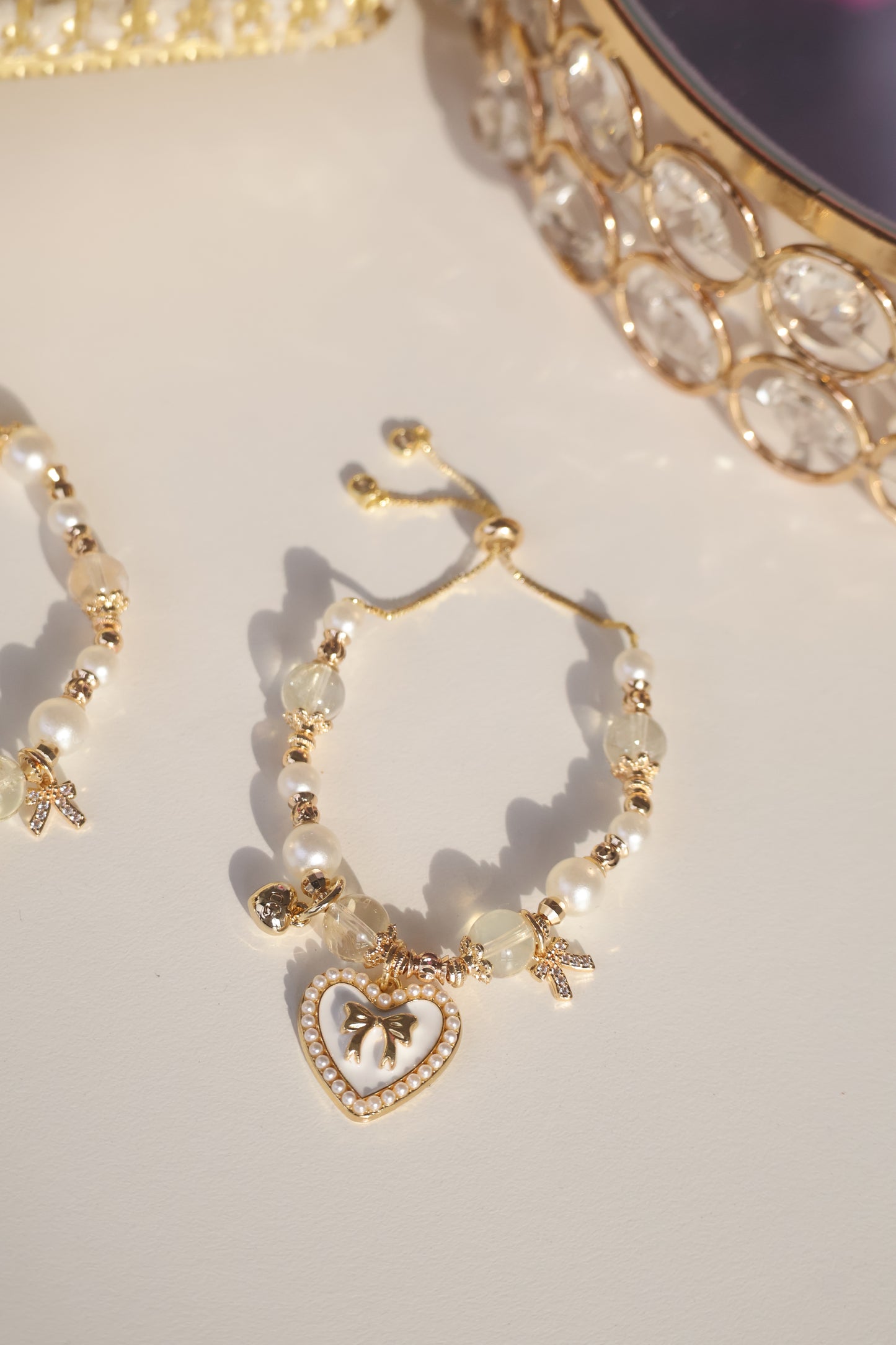 *Backorder* Cherie in Citrine with Heart and Ribbon Crystal Bracelet