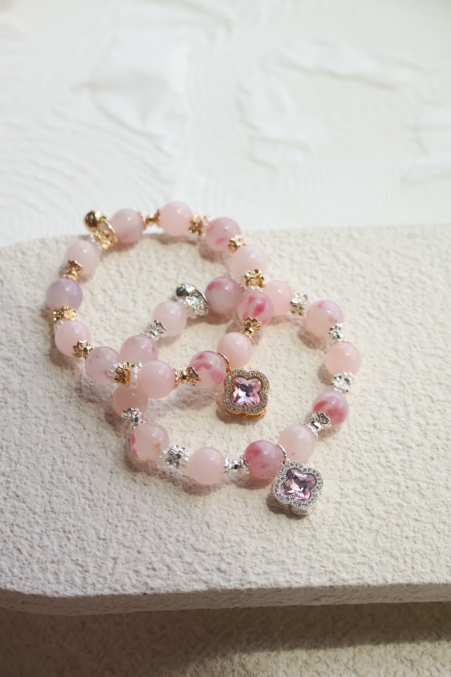 *Instocks* Cordelia Twin with Sparkly Clover Charm Crystal Bracelet (Elastic)