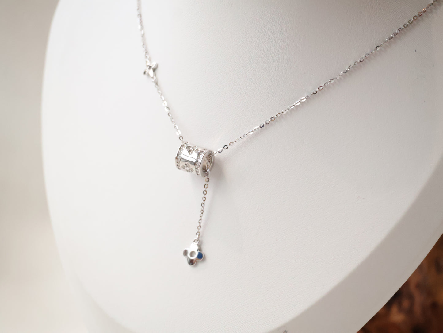 *Instocks* Flora Barrel & Dangly Flower S925 Necklace
