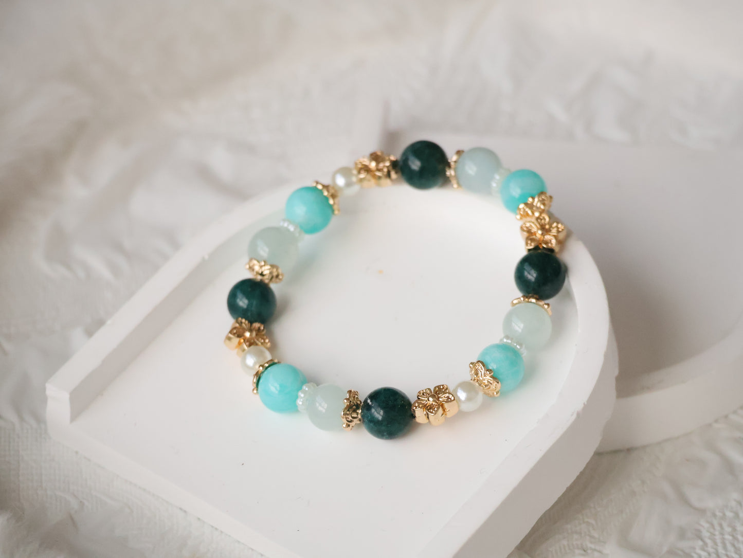 *Backorder* Blue Apatite, Amazonite & Aquamarine Crystal Bracelet (Elastic)