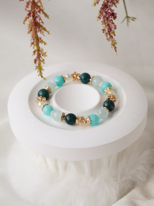 *Backorder* Blue Apatite, Amazonite & Aquamarine Crystal Bracelet (Elastic)