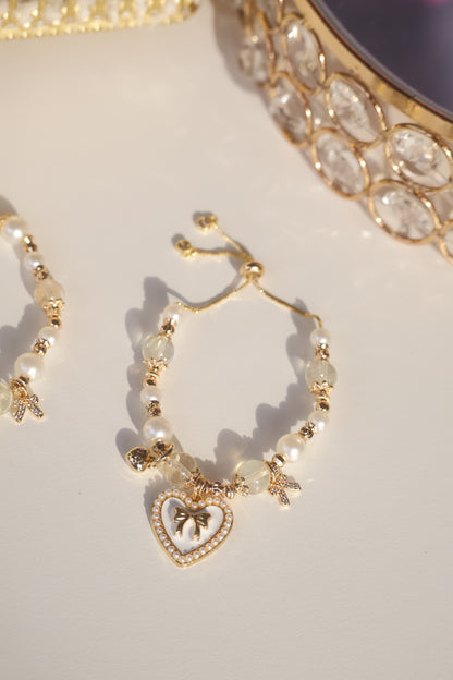 *Backorder* Cherie in Citrine with Heart and Ribbon Crystal Bracelet