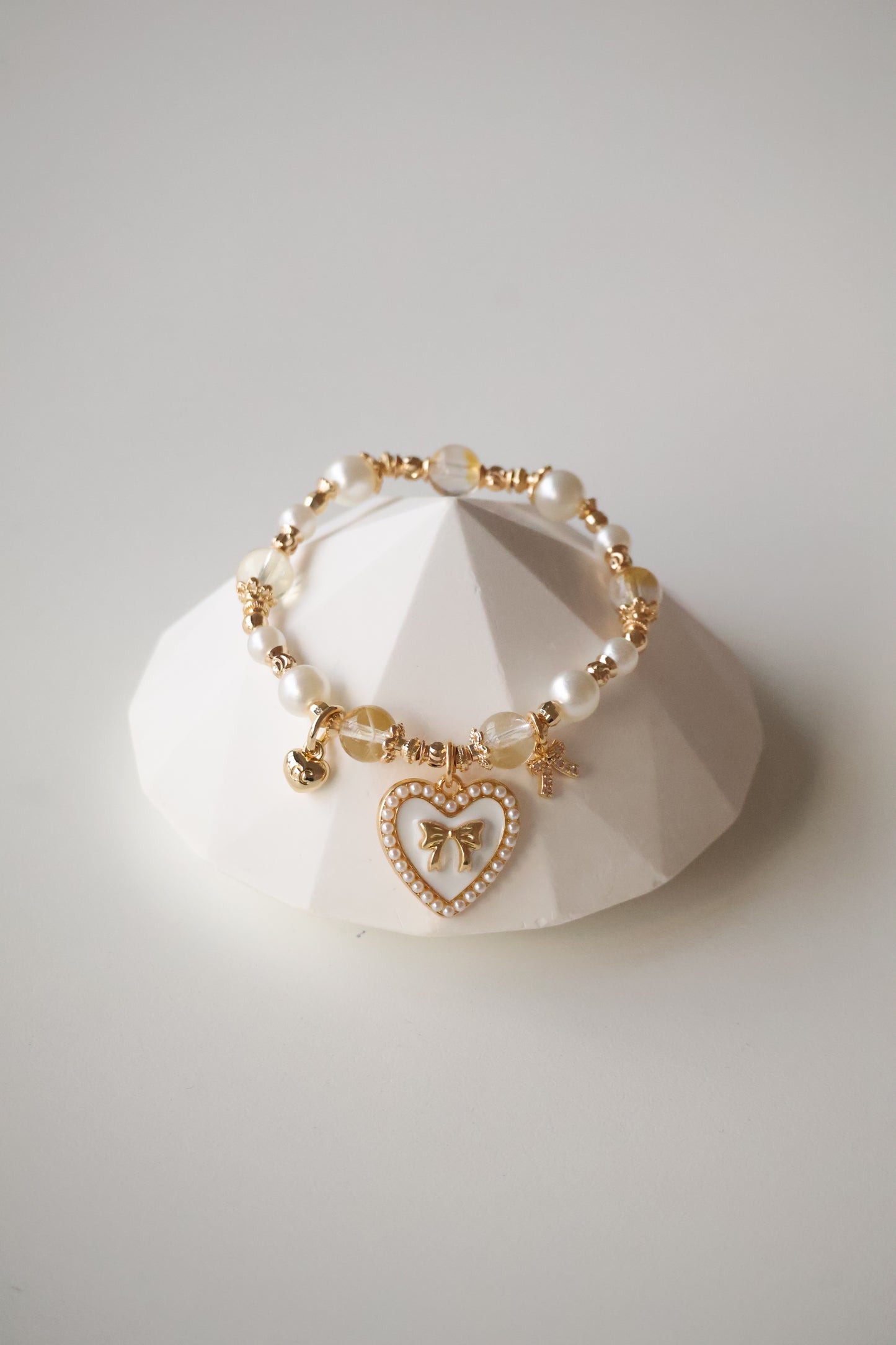 *Backorder* Cherie in Citrine with Heart and Ribbon Crystal Bracelet