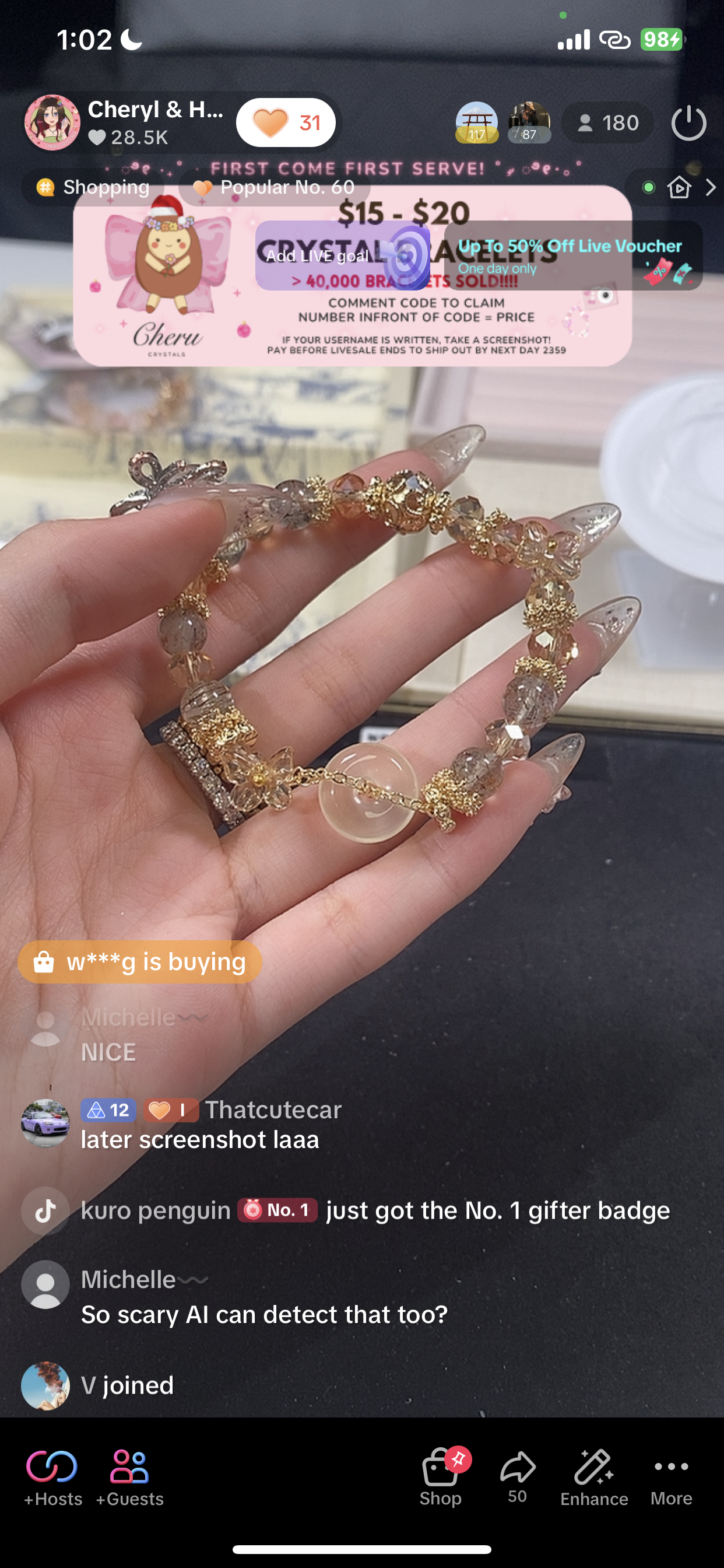 *PO* Citrine Ping An Kou 平安扣 & Black Gold Super 7 Crystal Bracelet (Elastic)