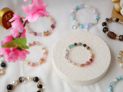 *Instocks* Cheru Customs - Rainbow Duobao 多宝 6mm Crystal Stacker Bracelet 15.5CM