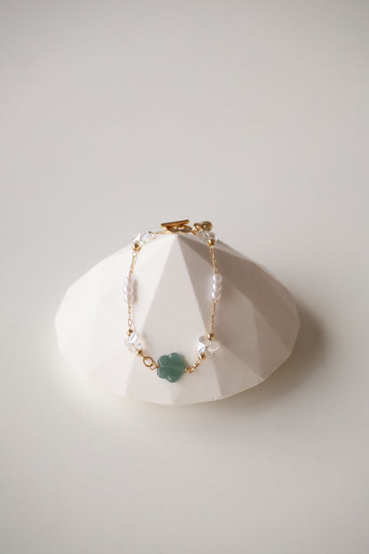 *Backorder* Blue Water Jadeite Flower Chain Crystal Bracelet (OT Clasp)