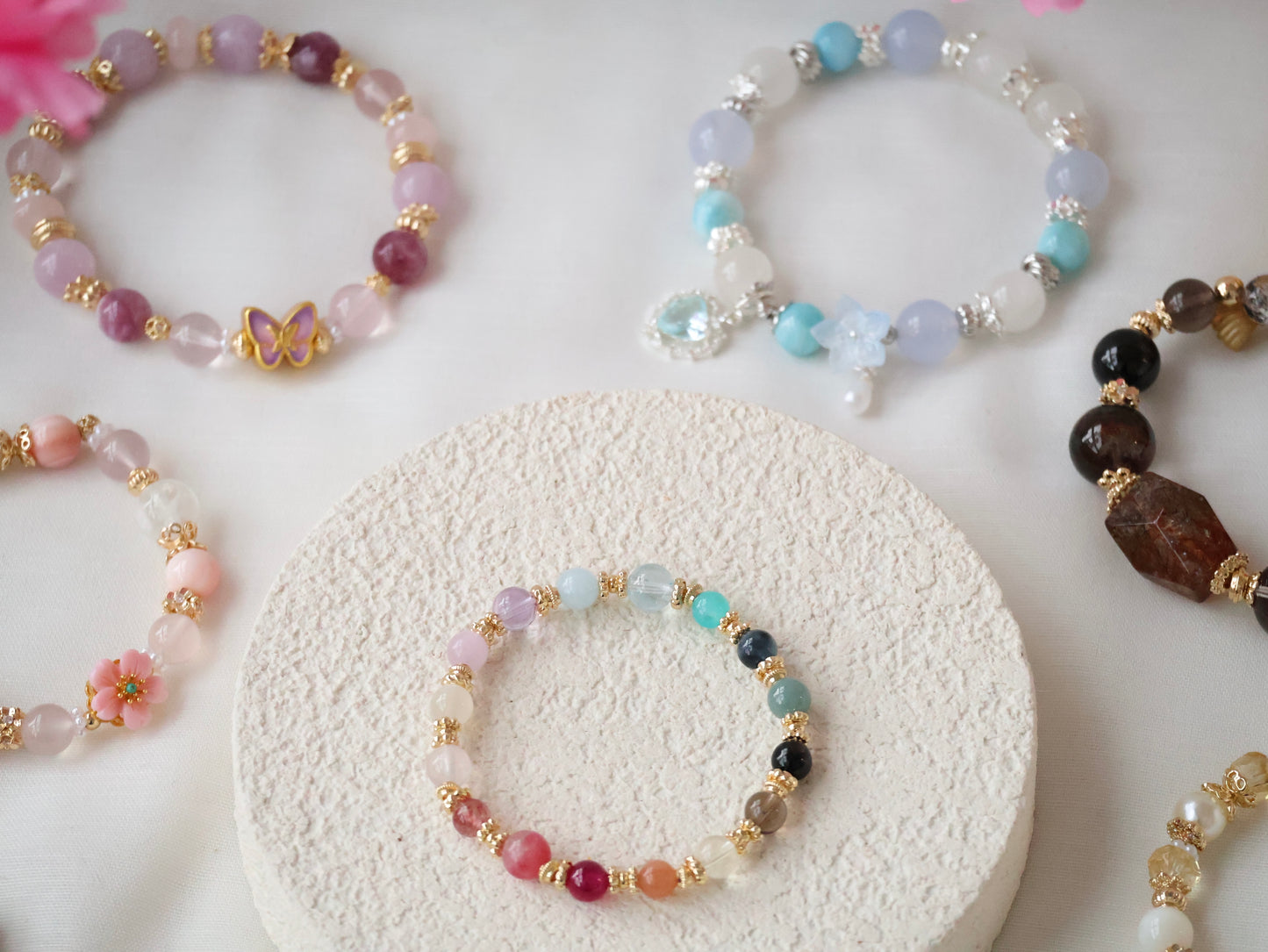 *Instocks* Cheru Customs - Rainbow Duobao 多宝 6mm Crystal Stacker Bracelet 15.5CM