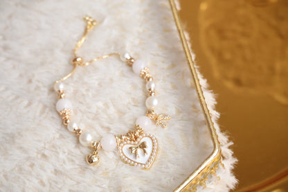 *Instocks* Cherie with Heart & Ribbon Crystal Bracelet (Elastic)