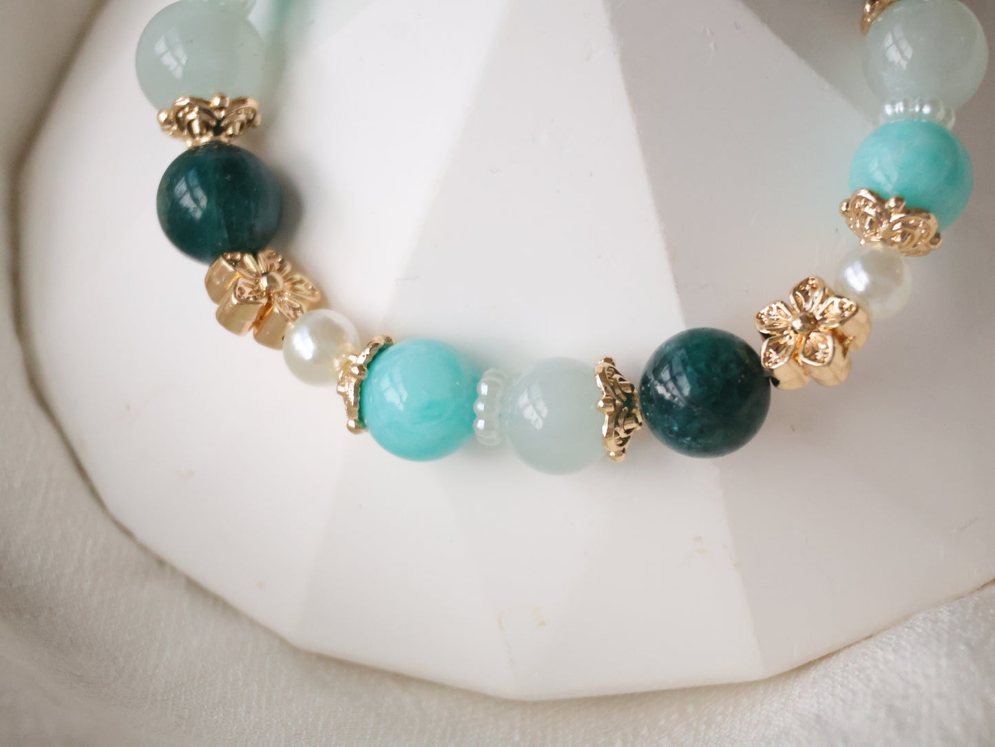 *Backorder* Blue Apatite, Amazonite & Aquamarine Crystal Bracelet (Elastic)