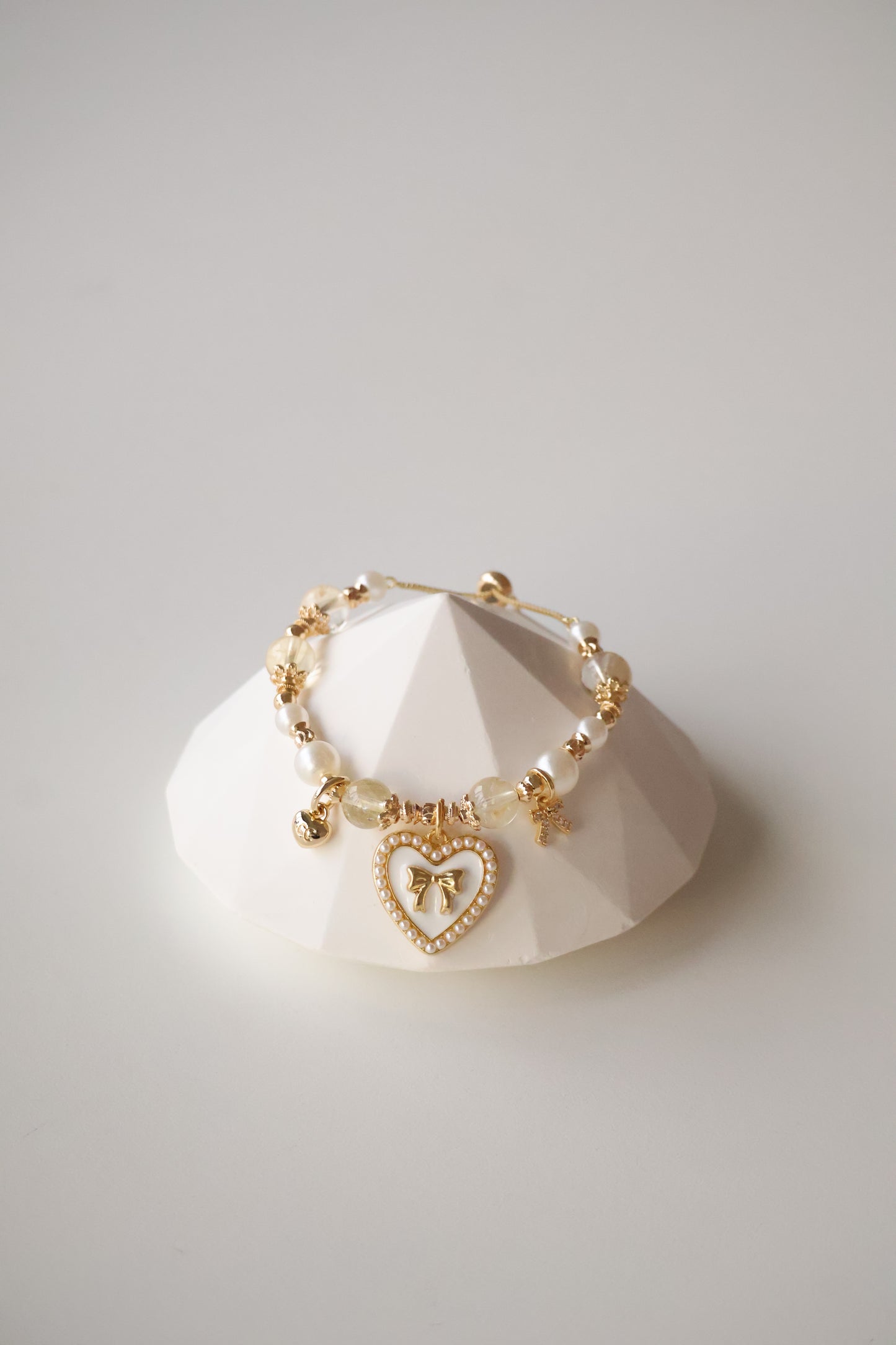 *Backorder* Cherie in Citrine with Heart and Ribbon Crystal Bracelet