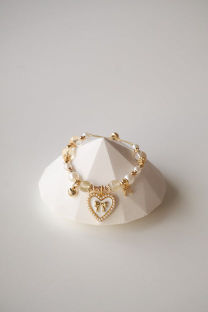 *Backorder* Cherie in Citrine with Heart and Ribbon Crystal Bracelet